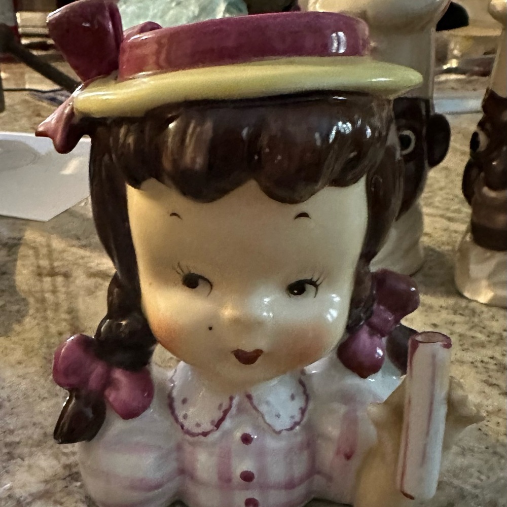 Vintage Lady Head vases Girl 1950’s, 1960’s.